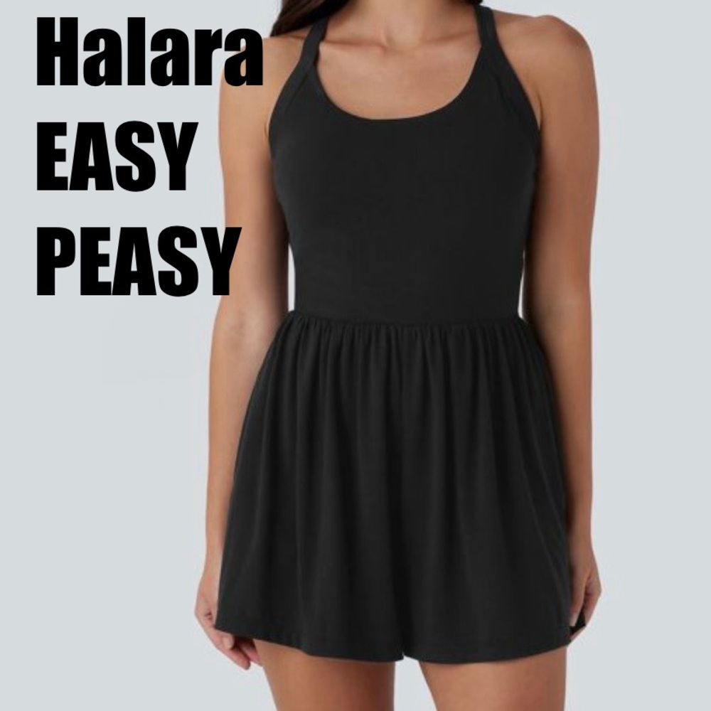 Halara EASY PEASY Trendy Black Sleeveless Dress with Easy Access Shorts